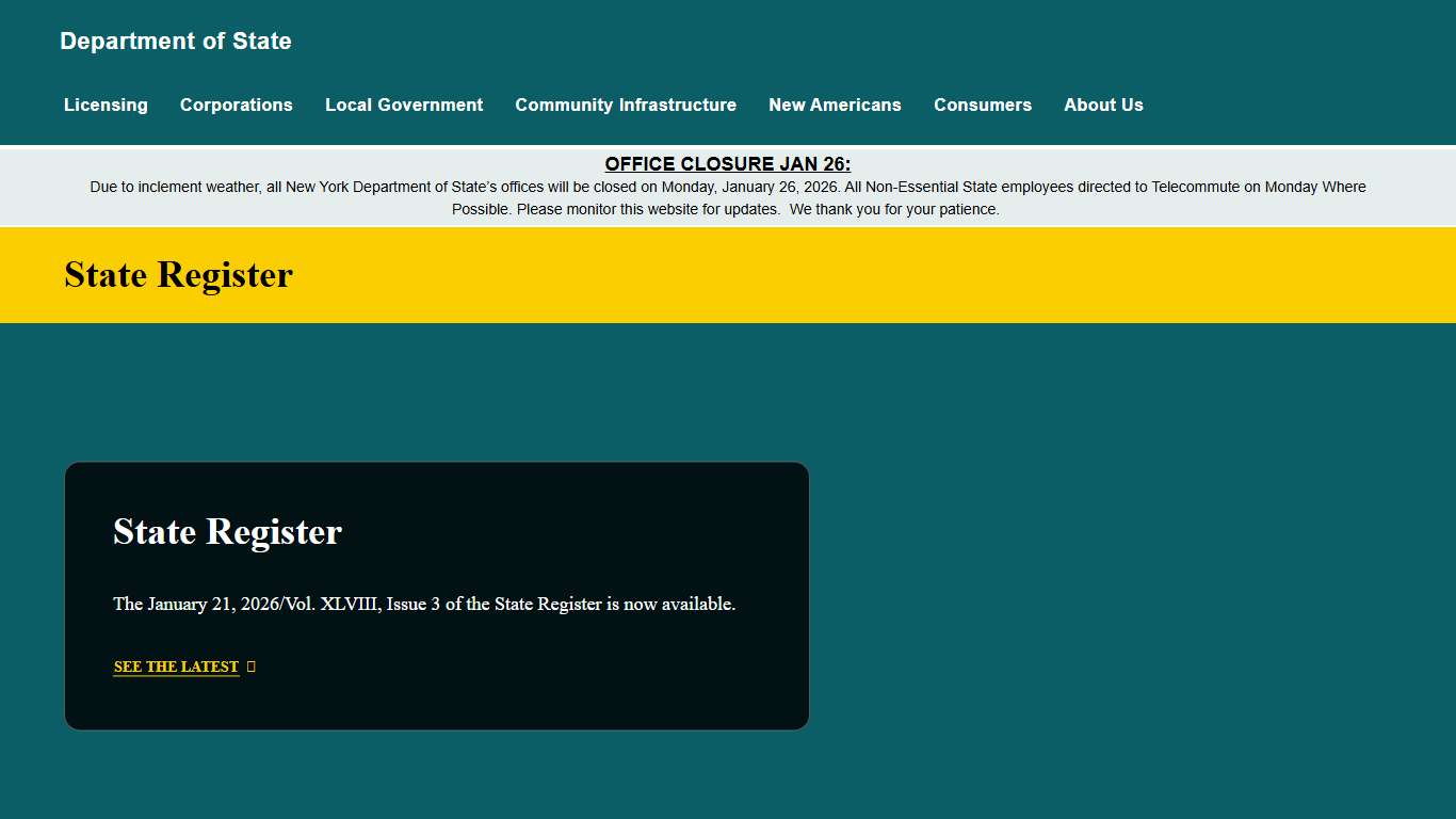 State Register Department of State